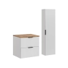 Zestaw Szafka łazienkowa 60 cm biała z blatem dąb i szafką wysoką Adel White SET-ADW B WOTAN 60CM HC, Comad